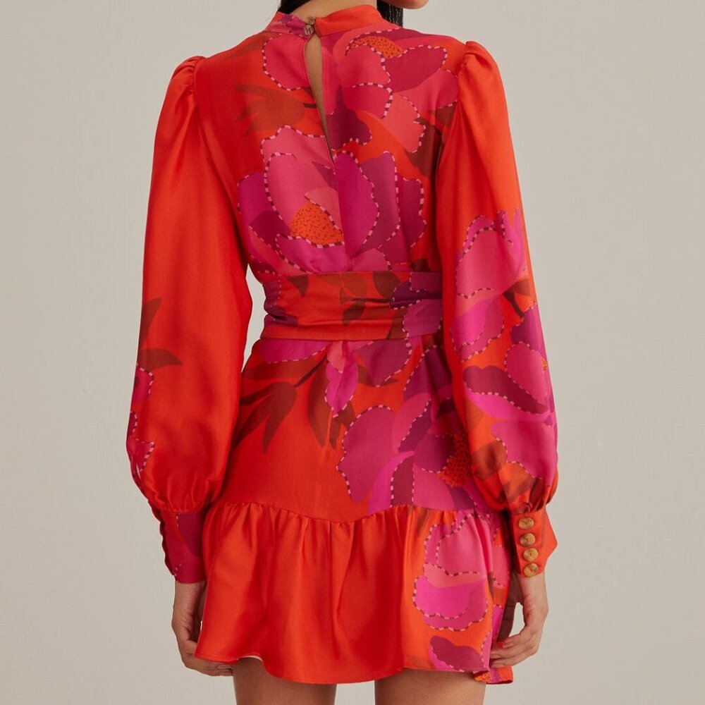 FARM Rio Red & Pink Floral Mini Dress